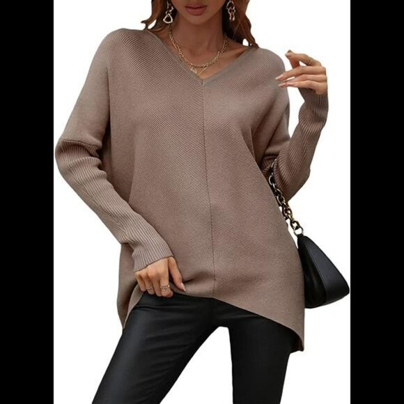 Women's Long Sleeve Sweaters Pullover Vintage Crew Neck Knitted